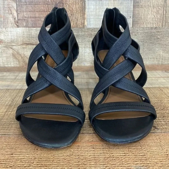 Donald J Pliner Black Leather Vida Strech Strappy Sandals Womens 7.5M - Picture 2 of 12